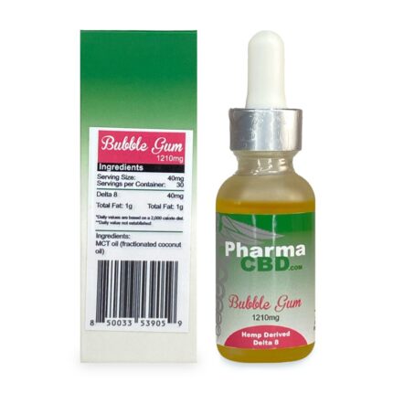 PharmaCBD Delta-8 Bubble Gum Tincture (1210 mg Delta-8-THC) Section 1: Elevate Your Experience with PharmaCBD Delta-8 Bubble Gum Tincture Unleash the power of PharmaCBD Delta-8 Bubble Gum Tincture, the ultimate choice for elevating your CBD experience. Crafted with precision and expertise, this innovative tincture offers a unique blend of Delta-8-THC and CBD, delivering a synergistic effect like no other. Say goodbye to ordinary CBD products and embrace the extraordinary with our Delta-8 Bubble Gum Tincture. Embrace the Synergy: Experience the combined benefits of Delta-8-THC and CBD working together in harmony. Enhanced effects may provide a sense of relaxation, focus, and well-being for a holistic experience. Amplify the entourage effect and elevate your overall wellness journey. Premium Quality, Delicious Taste: Our Bubble Gum flavored tincture is a treat for your taste buds, making your daily CBD routine enjoyable. Carefully crafted using the finest organic hemp, ensuring a pure and potent formula. No artificial additives or harmful substances – just natural goodness in every drop. Section 2: Uncover the Power of Delta-8-THC: The Ultimate Blissful Sensation Are you ready to dive into a world of unparalleled bliss? PharmaCBD Delta-8 Bubble Gum Tincture introduces you to the exceptional properties of Delta-8-THC, a cannabinoid renowned for its euphoric effects. Indulge in a sense of euphoria, relaxation, and overall well-being with this extraordinary tincture. Euphoria Unleashed: Delta-8-THC has gained popularity for its unique ability to produce a gentle, blissful high without the anxiety or paranoia often associated with Delta-9-THC. Enjoy a euphoric experience that enhances your mood and reduces stress, paving the way for a happier you. The Therapeutic Touch: Discover the potential therapeutic benefits of Delta-8-THC, which may help with pain management and sleep support. Embrace the soothing properties that may ease tension and promote a sense of tranquility. A Journey to Relaxation: Unwind after a long day with the calming effects of Delta-8-THC, allowing your body and mind to experience the ultimate relaxation. Section 3: Why Choose PharmaCBD Delta-8 Bubble Gum Tincture? At PharmaCBD, we prioritize your well-being, and our Delta-8 Bubble Gum Tincture stands as a testament to our commitment to excellence. Discover the reasons why choosing our product is the best decision you can make for your CBD journey. Unmatched Potency: With a potent 1210 mg of Delta-8-THC, each drop of our tincture is packed with the power you need to experience the full effects. Rigorous Testing and Purity: Rest assured that our tincture undergoes rigorous third-party testing, ensuring its purity, potency, and safety. Free from harmful contaminants, our product is a safe and reliable choice for your CBD needs. Elevate Your CBD Experience: Elevate your CBD experience to new heights with PharmaCBD's innovative Delta-8 Bubble Gum Tincture. Unleash the full potential of cannabinoids, terpenes, and flavonoids working harmoniously in your body.