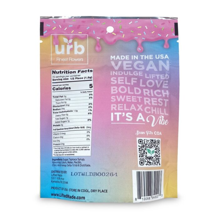 Urb Delta-8 / Delta-10 Gummies – Birthday Cake